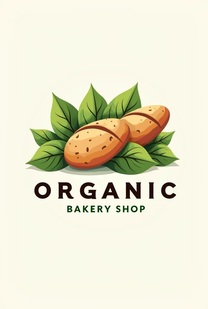Make a organic bakery shop logo for brand simple but unique no people just bread and leaves