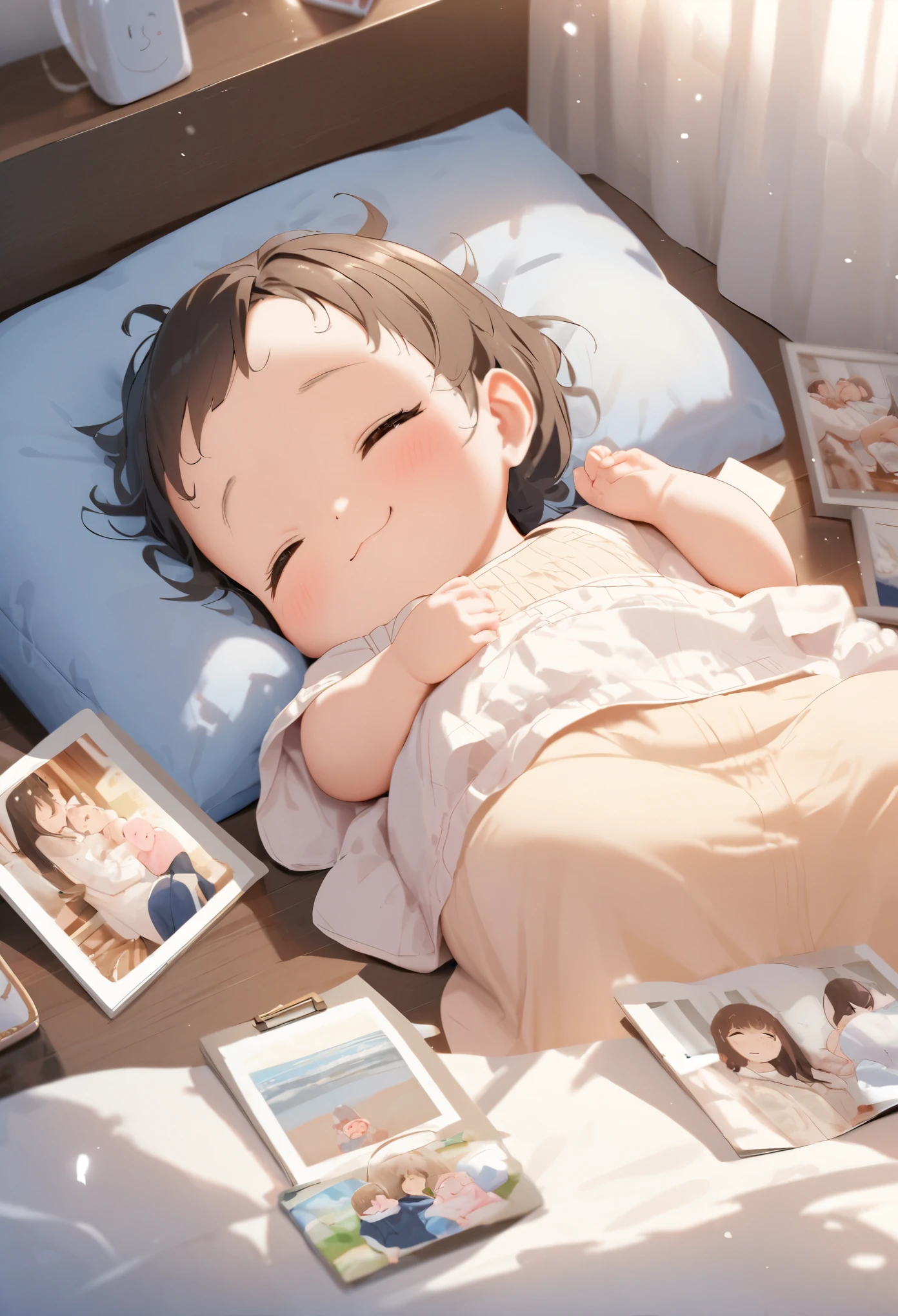 (Baby sleeping with mother)、Happy Face、Cute sleeping face、Light color、Photos of memories、Happy scene、Warm Works