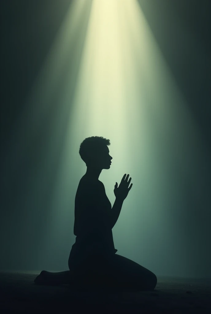 A silhouette of a person in prayer with soft light coming from above, representing reliance on Allah during difficult times.