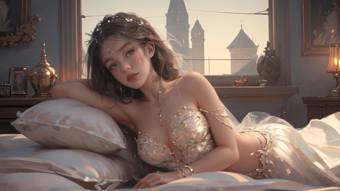 (practical, Photorealistic:1.37), (masterpiece, Highest quality:1.2), (Ultra-high resolution:1.2), (Original photo:1.2), (Clear focus:1.3), (Face Focus:1.2), (Highly detailed CG Unity 8k wallpaper:1.2), (Beautiful Skin: 1.2), (Pale skin:1.3), (Super sharp focus: 1.5), (Super sharp focus:1.5), (Beautiful and clean face:1.3), (非常にDetailed Background, Detailed Background:1.3), Bokeh, Depth of written boundary, rest, Image of a Very Cute and Beautiful Japanese Woman, (bride), business suit, (2:1.1), Portrait of a smiling girl, Full body image, from the front, Symmetrical Configuration, (Studio Lighting:1.3), (Cinema Lighting:1.3), (Rear window lighting is backlit:1.3), (surface light:1.3), Light Enveloping Her Entire Body, Looking straight at you, Persistence, Sexy model posing, rest, (Chestnut Half-Hair:1.2), Dark brown eyes, Beautiful Eyes, Princess Eyes, Mahogany Hair, A single hair, bangs, slim, Abdominal muscles, (Huge breasts;1.35), (Willow West:1.15), (Details of a beautiful girl:1.4), (Pure White Elegant and Gorgeous Lace Silk Wedding Dress:1.3), (BaliOcean view背景:1.2), (NFSW:1.3), ((Perfect female body)), (Upper body image:1.3), Encircling the head, Perfect Dramatic, Volumetric lighting, Professional majestic oil painting, Glowing Skin, CT Anatomy, Perfect Proportions, 8.Five Really Small, Face Focus, Ultra practical Photo, Extremely clear images, Ultra-high definition images, Bali, Ocean view, Beach, External, ((walking Beach:1.2)),NUDE
