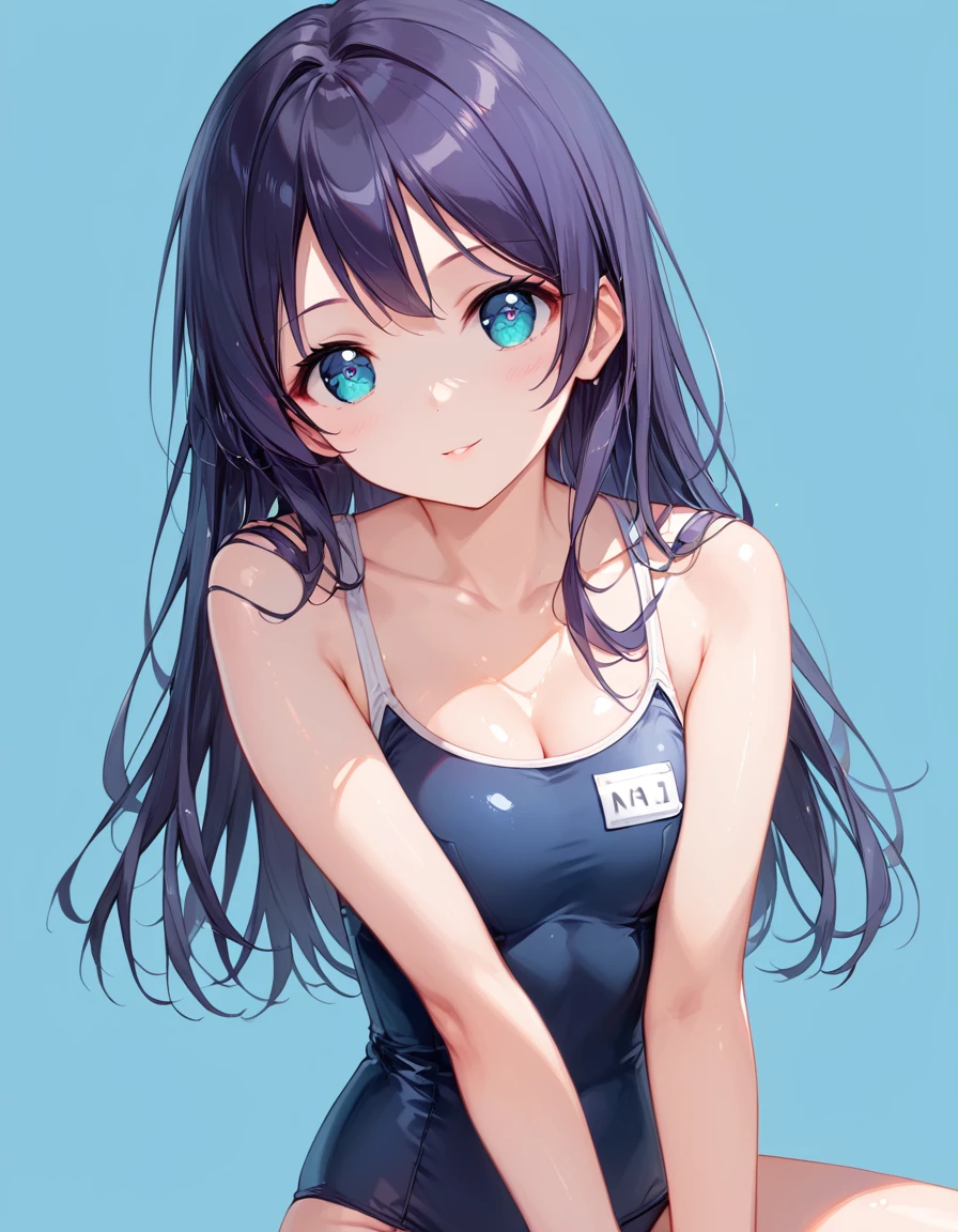 score_9, score_8_superior, score_7_superior,sauce_anime, High-resolution images,masterpiece,Highest quality,,Cute Face,Beautiful Skin,Shiny Hair,Highly detailed eyes,Simple Background, navy school swimsuit、Idol、18-year-old、kawaii,cute,