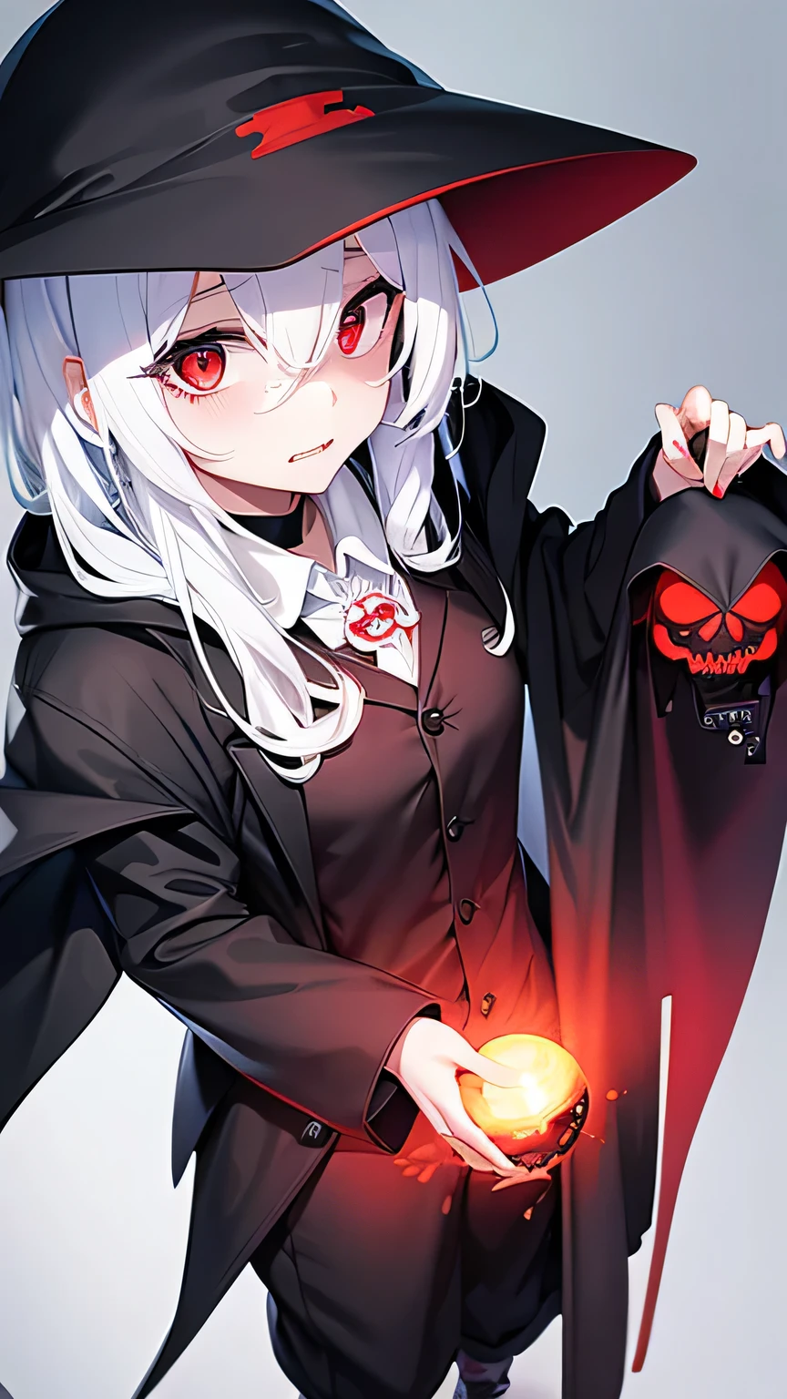 grim Reaper、female、mascot、scared、White Hair、Red eyes