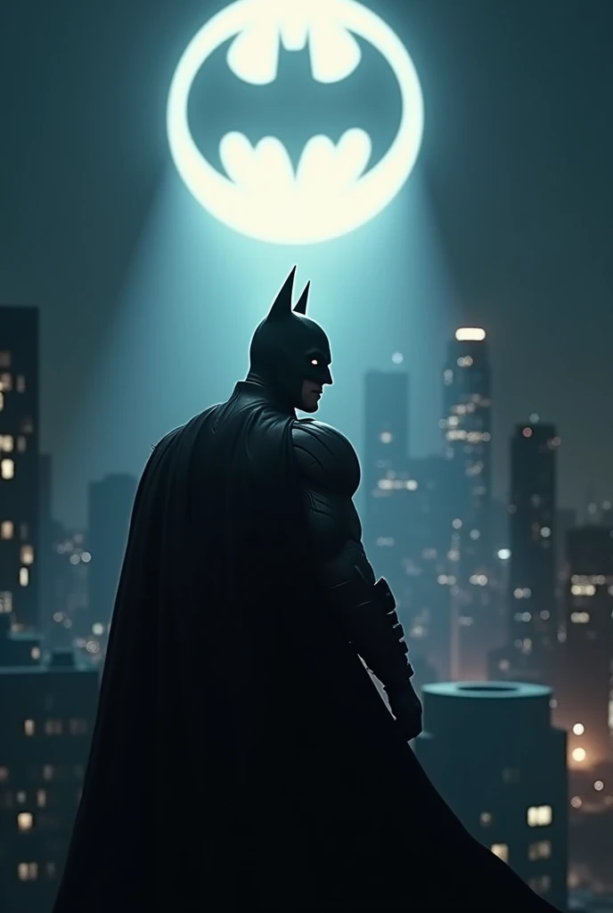 Batman and batlight on the sky