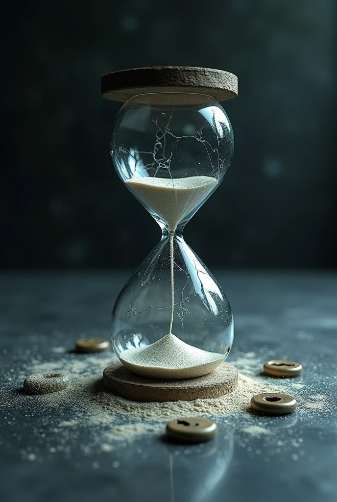 an hourglass broken by complex death