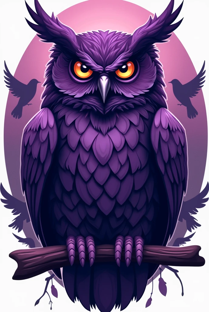 I WANT TO CREATE A LOGO WITH A BIG PURPLE OWL, LET IT BE A MALE, LET IT SAY S2G ABOVE, LET IT SAY KAYO BELOW, LET IT BE PURPLE, LET IT HAVE OWLS IN THE BACKGROUND 