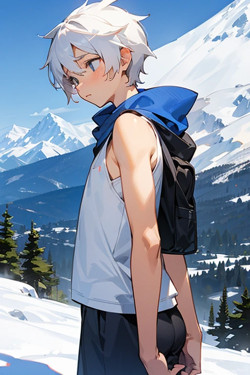 Snowy mountain tight white tank top Y-back elementary school boy