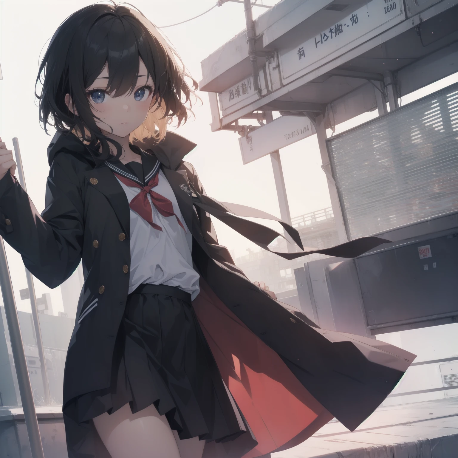 ultra-absurdres-Top quality by artist God, ultra-detailed, high resolution, anime moe artstyle, best anime 8k konachan wallpaper, pixiv contest winner, pool:2810, perfect anatomy,break, 1girl, (Please draw a girl walking sleepily to school alone. )break,(Solo,little female, 13-year-old:1.3),Full limbs, complete fingers,a junior high school student, (very short hair), short cut, flat chest, , small butt, small black eyes, beautiful detailed eyes, well-proportioned iris and pupils, expressive eyes, highres detailed hair, soft expression, salor school_uniform, sailor collar, serahuku, bow, pleated skirt,(Detailed Lighting), (Detailed background), in the School commute route. break,super detailed skin, Best cinematic lighting powered by famous artist, 8k,beauty illustration,photoshop_(medium),very aesthetic,break,((artist:shimazaki_mujirushi )), artist:clamp ,artist:carnelian ,artist:kantoku ,