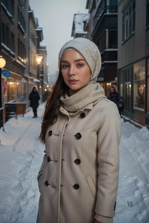 Italian (Name : Alessia Beatrice) , Perfect body, Normal sized Breast, Winter Outfit, Long Hair, Pretty, Brunette, Detailed Face, Perfect Face, Perfect Eyes, No Ugly