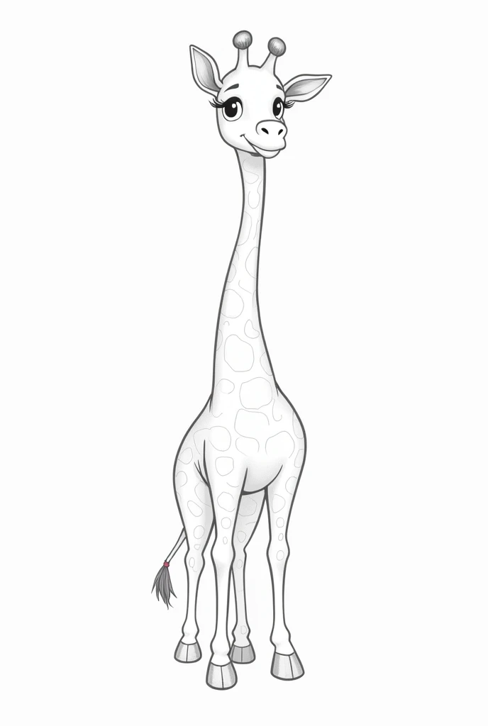 A cute giraffe in black and white, A4 size, For coloring book.