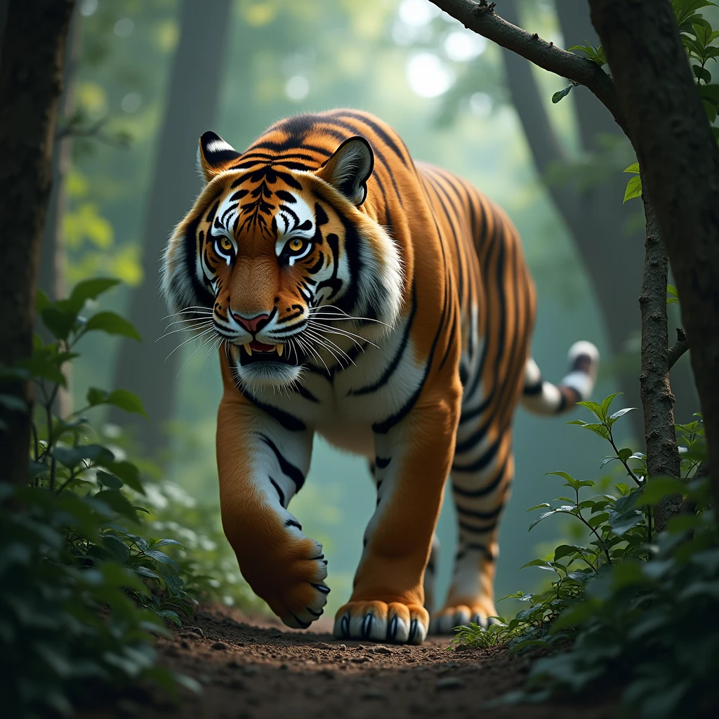 Tiger、King of the Asian Forest。Excellent in quick reaction and stealth.、He's a master of the hunt.。Especially powerful front legs『Nail Cutting』teeth、Can kill enemies with one hit