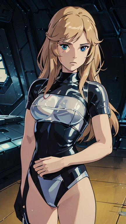 (barbarella
battleaction
flightsuit,1girl), (extremely detailed CG unit 8k wallpaper),(master part), (best quality), (ultra detail), (best illustration),(melhor ombre), cowboy shot, (Sharp eyeliner, ombre, detailed eyes:1), Spaceship bridge, break , (ghibli style), upper body, 