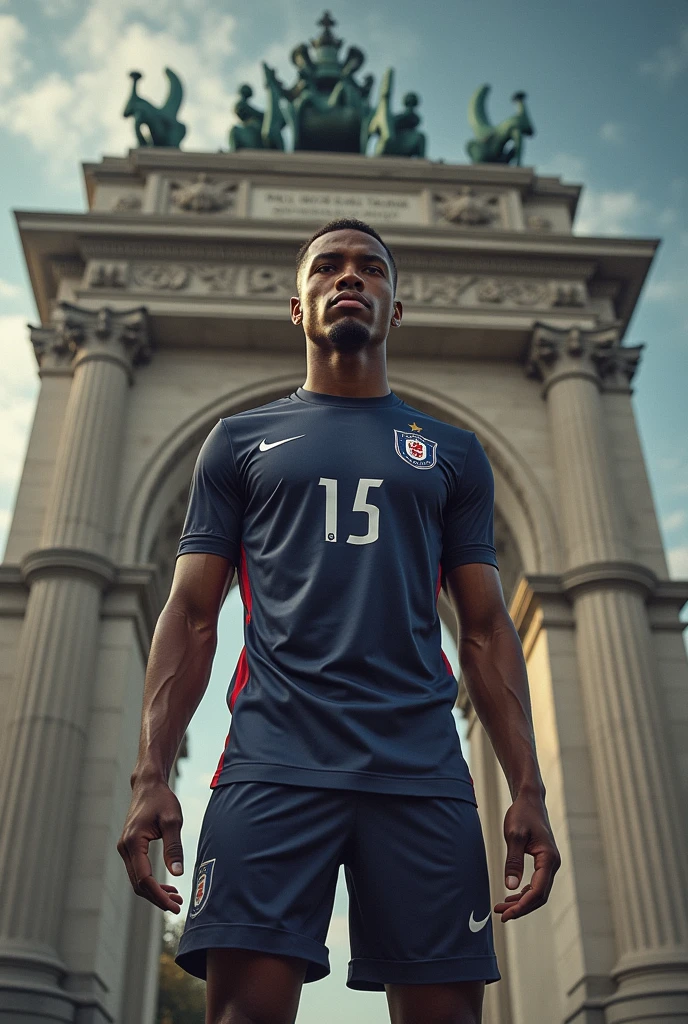 KYLIAN MBAPPE DEBOUT DEVANT UN MONUMENT