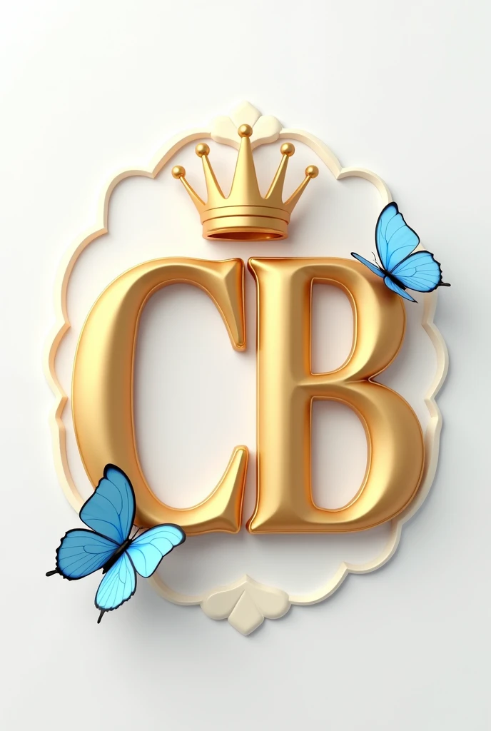 3D lettering of the word 𝗖𝗕, Crown at the top. a white background with a blue butterfly, paid artwork, trend on behance art, trend on behance art, paid art assets, stylized digital art, realistic style, golden style lettering, layered paper style, flowing lettering, typography, smooth illustration, smooth illustration, gorgeous render, trend in behance hd, behance, unleash the power of the comic eagle! stylized, trendy typography, rendered in cinema 4D, rendered in cinema4D, 4k Ultra quality image