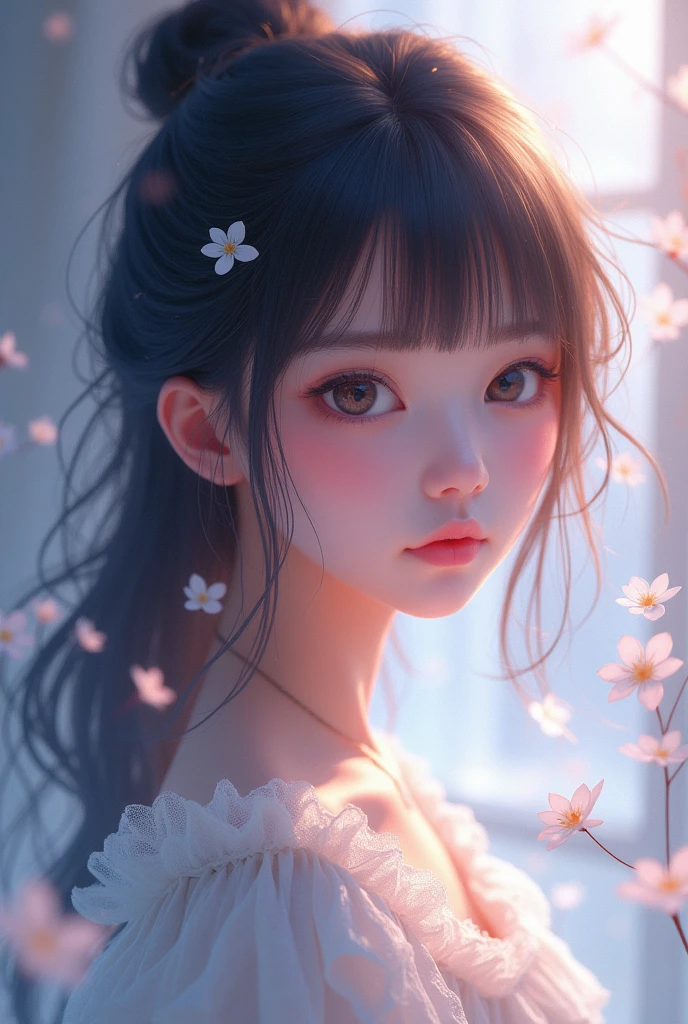 pretty anime girl with 16:9 frame
