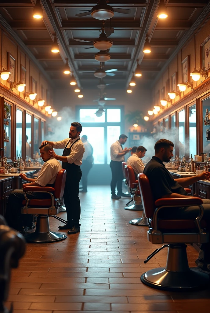 Barbershop background wide size realistic style