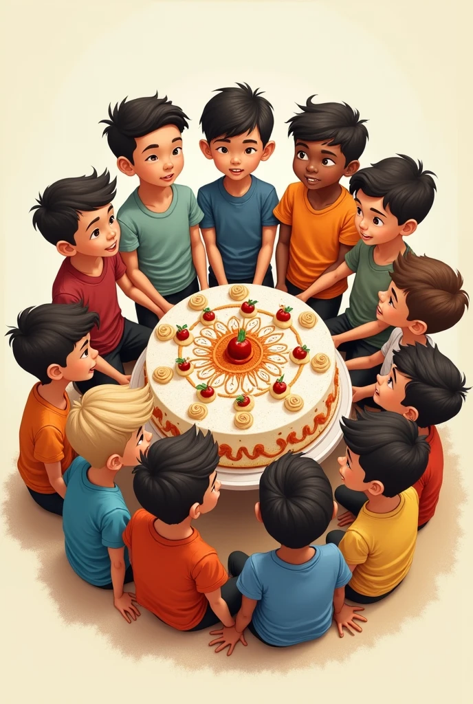 Bangladesh, China, Nepal, Bhutan, Pakistan, Afghanistan, Maldives, Sri Lanka, Myanmar, in the middle we all share a cake called India. Flag. All Are boys picture. Not girl