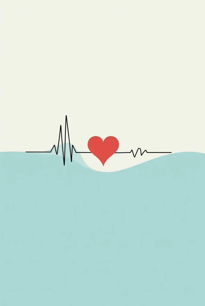 A simple heartbeat line. with a heart in it in the middle then the heartbeat line continues. At the end the heartbeat line turns into a small ocean wave