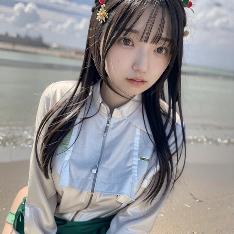 one person, Long Hair, High resolution, masterpiece, accurate, Anatomically correct, 最High quality, detail, High detail, High-resolution model, High quality, quality, one person, Blushing, gauze, Long Hair, Large Breasts, Close your mouth, Close your mouth, Wide-angle shot, Headpiece, accessories, far and near method, Swimwear、Porn Image