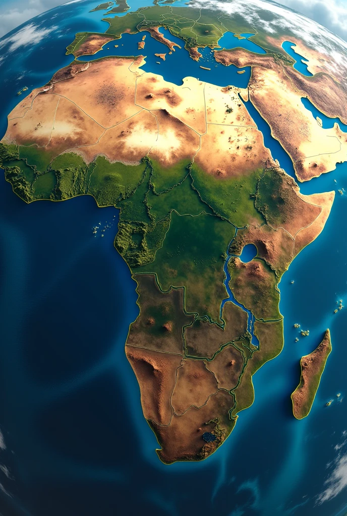 Image 3D du continent Africain avec une position inversé