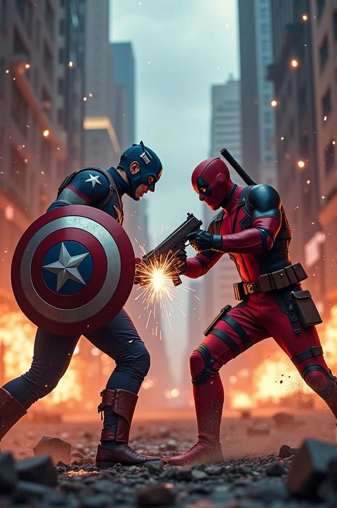 Steve rogers captain america vs deadpool fight video