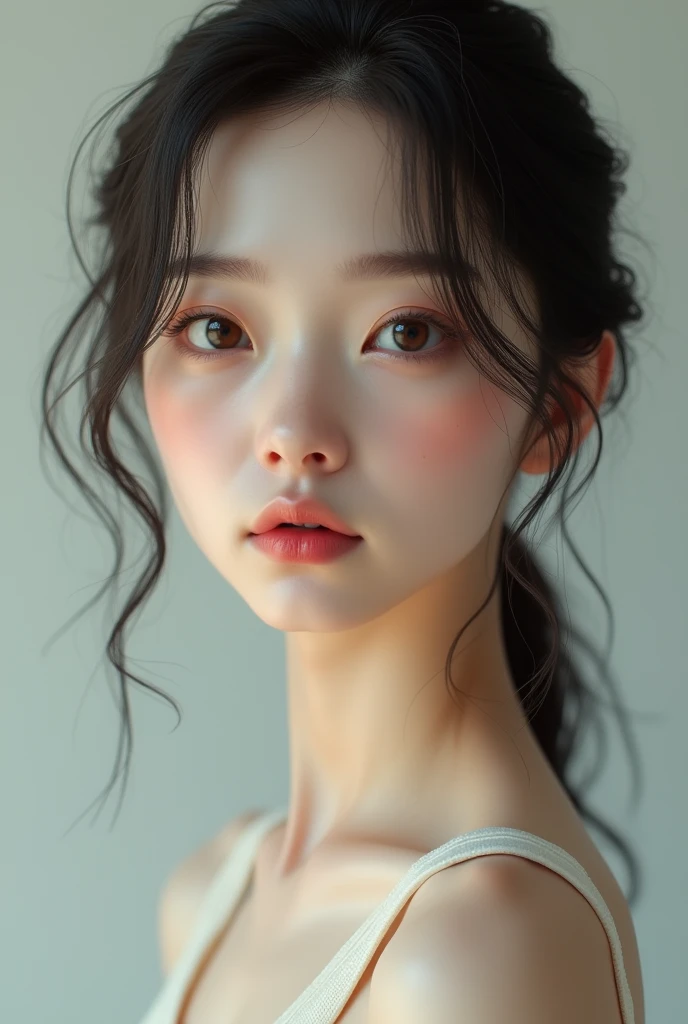  High resolution, Super detailed, Highly detailed CG Unity 8k wallpaper, Realistic, photo-Realistic, RAW Photos, Beautifully detailed face, Pale skin, Realistic glistening skin, Detailed cloth texture, Detailed hair texture, Perfect body, Beautiful Face, Accurate, Anatomically correct, Highly detailed face and skin texture, Natural neck length, (Beautiful Hands), (Fair skin:1.1), (Good teeth alignment:1.1), (Sweaty skin:1.2), BREAK, Fine grain, Symmetrical eyes, Light brown eyes, double eyelid, 