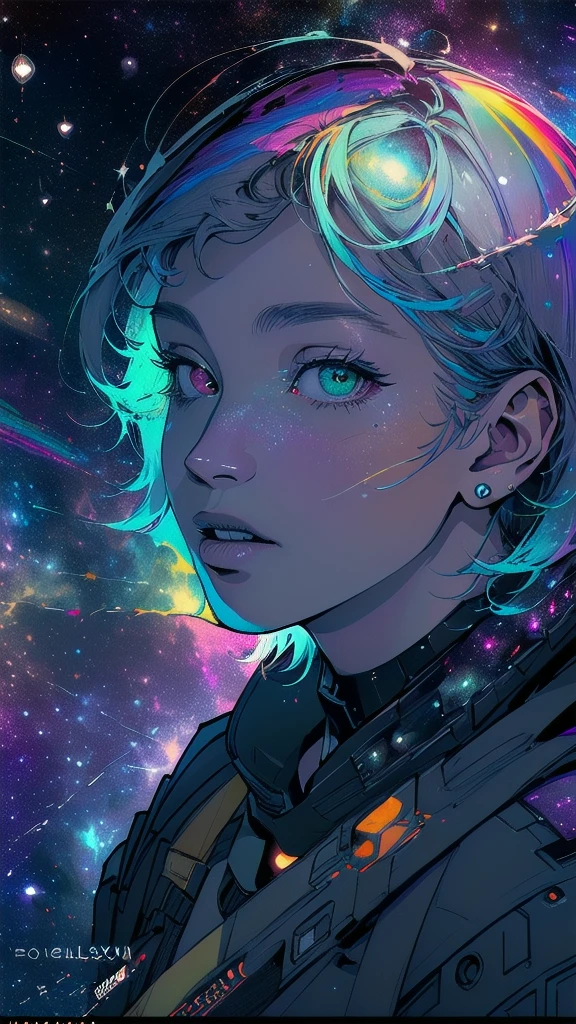 (((masterpiece, highest quality))),(((solo:1.2))),(((1girl:1.2))),32k wallpaper, very detailed, poster, vintage science fiction,(((((geometric cinematic movie poster))))), ((((bauhaus)))),(((abstract))),((((mid century modern)))),(((((portfolio))))),(((((Close-up))))),(((((bust up))))),((((more various angle)))),(((highlight))),((((heterochromia)))),(((complete. detailed face))),(((Extremely talented))),(((most complecated machine))),(((Overall colorfully))),((((((Absolutely galaxy background)))))),(((amazing huge rainbow))),(((eternal nebula)))