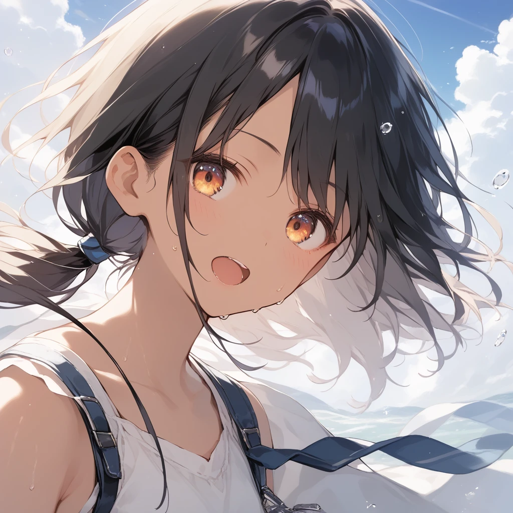 score_9, score_8_up, score_7_up, source_anime, best quality, masterpiece, official art, absurdres, highres, ultra-detailed,waifu2x,Collection: Slice of Life,break,1girl, tomboy, dark-skinned female, short hair, low ponytail, flat chest, beautiful detailed eyes, shorts, sweat, open mouth, (yawn:0.3), sleepily, outdoors, wind, (Detailed Lighting), (Detailed background),break,(clear line illustration:1.2), super detailed skin,very high resolution, very aesthetic, Best sexual lighting powered by famous artist, 8k, 16k, cute picture,beauty illustration,photoshop_(medium),,(Detailed Lighting),best anime 8k konachan wallpaper, pixiv contest winner, 
