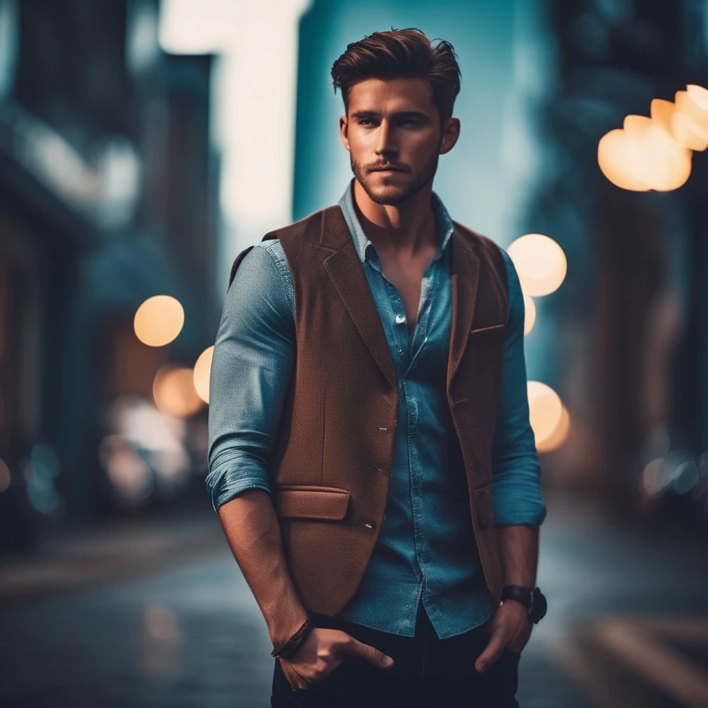 cinematic photo toned, male, whole body, Solitary, , Loose vest, photo, . 35mm photograph, Movie, Bokeh, professional, 4K, Very detailed