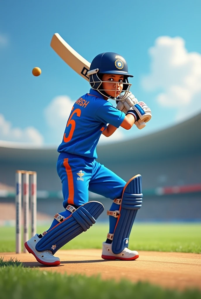A boy MS Dhoni batting and Indian t-shirt name harsh video