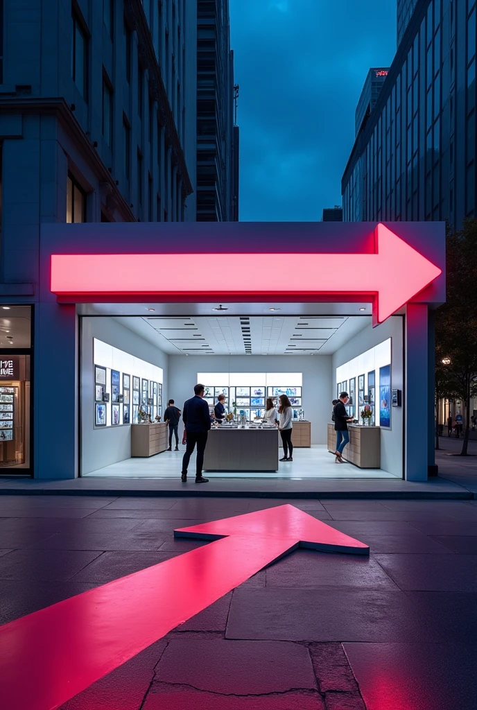 Ad for a cell phone store with arrow pointing