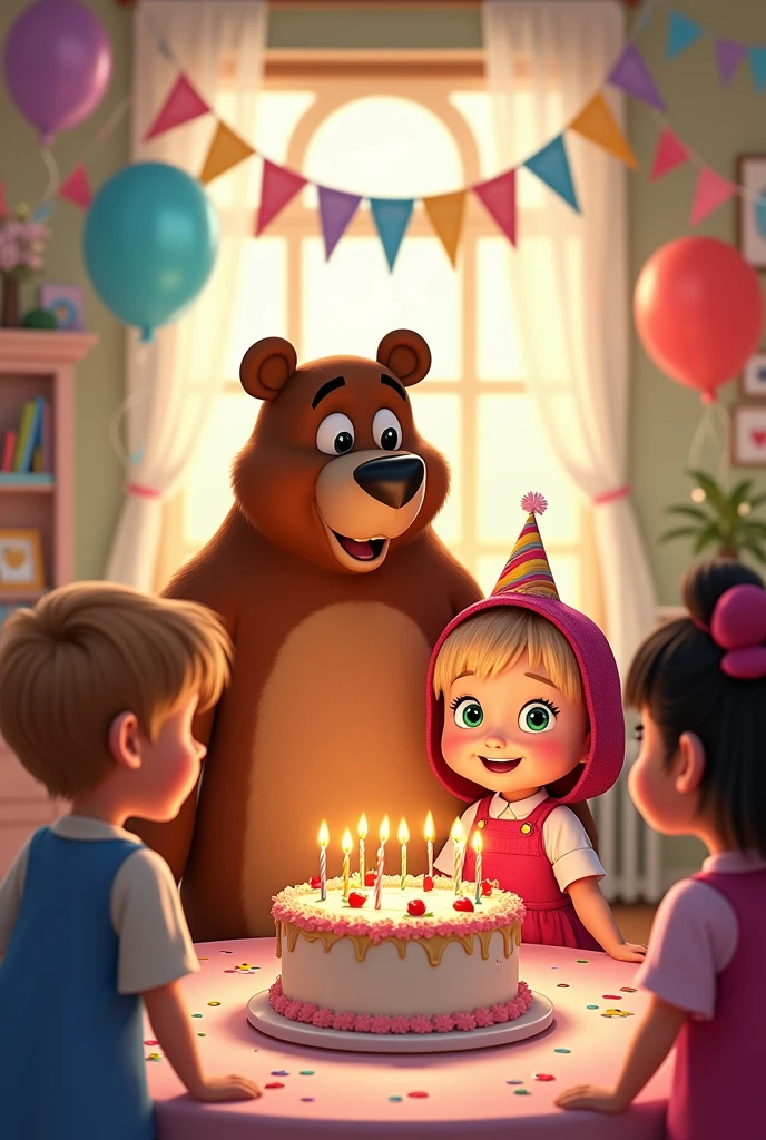 Masha et Michka fêtent un anniversaire avec des enfants de 4 ans