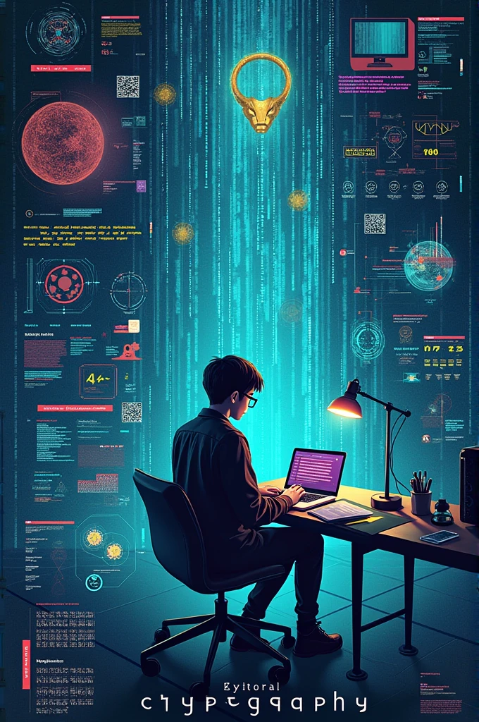 Make a poster on the topic cryptography for school as a student
