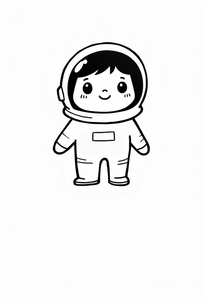 cute astronaut, Simple drawing, blackandwhite
