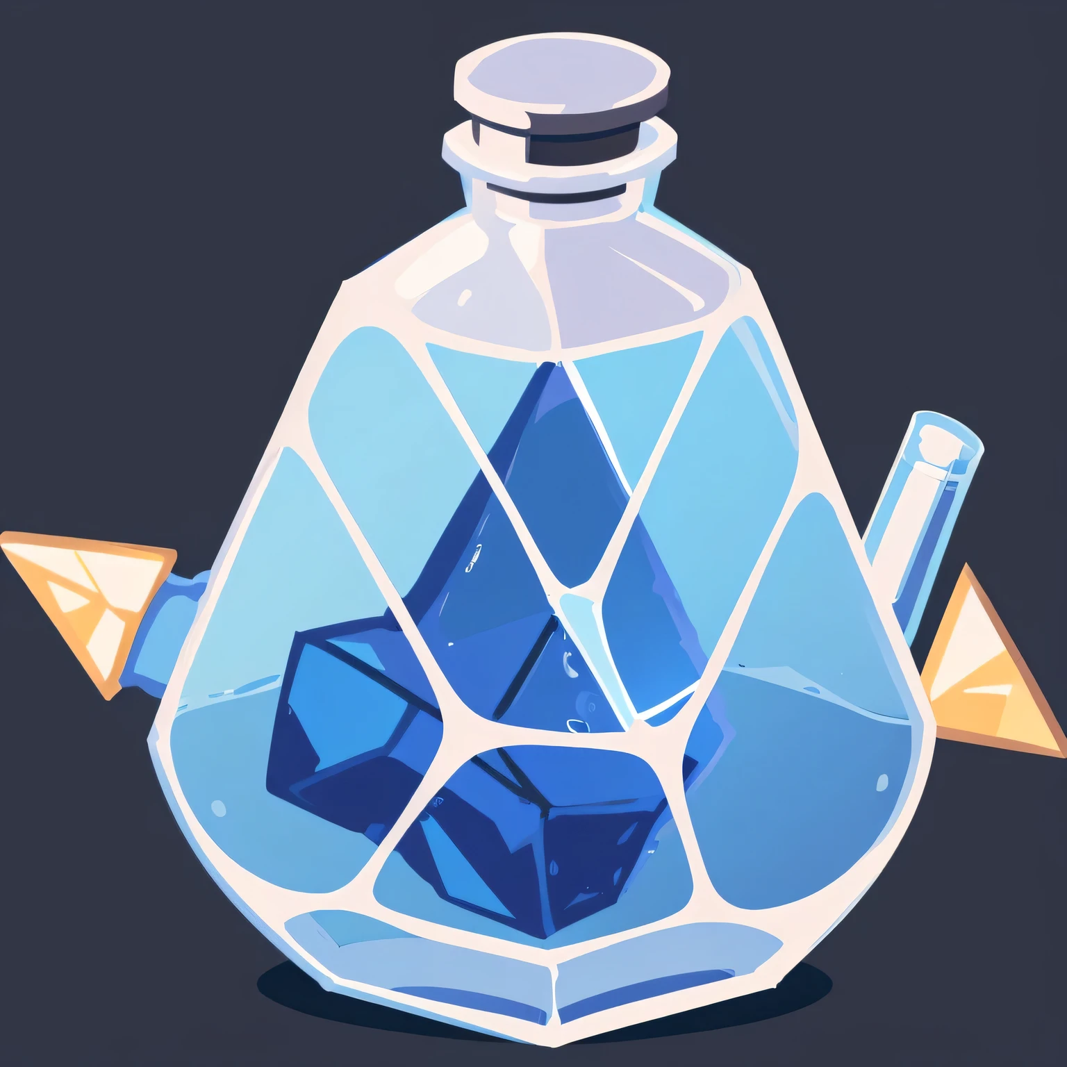 ((best quality)), scientist flask, triangle shaped flask, glass flask, liquid in flask, simple background