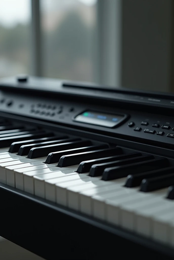 Piano Yamaha psr-e473 avec arrière plan montage une vision plus centrée sur les touches du piano piano de marque Yamaha psr-473