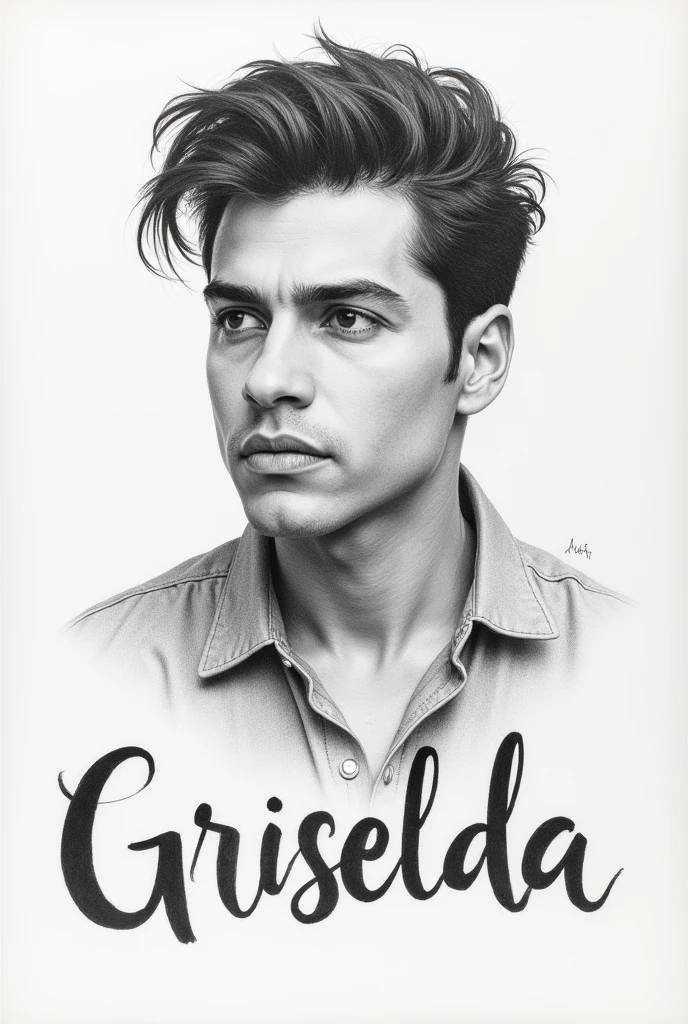 Un dibujo a lápiz de Natanael Cano con el nombre de Griselda