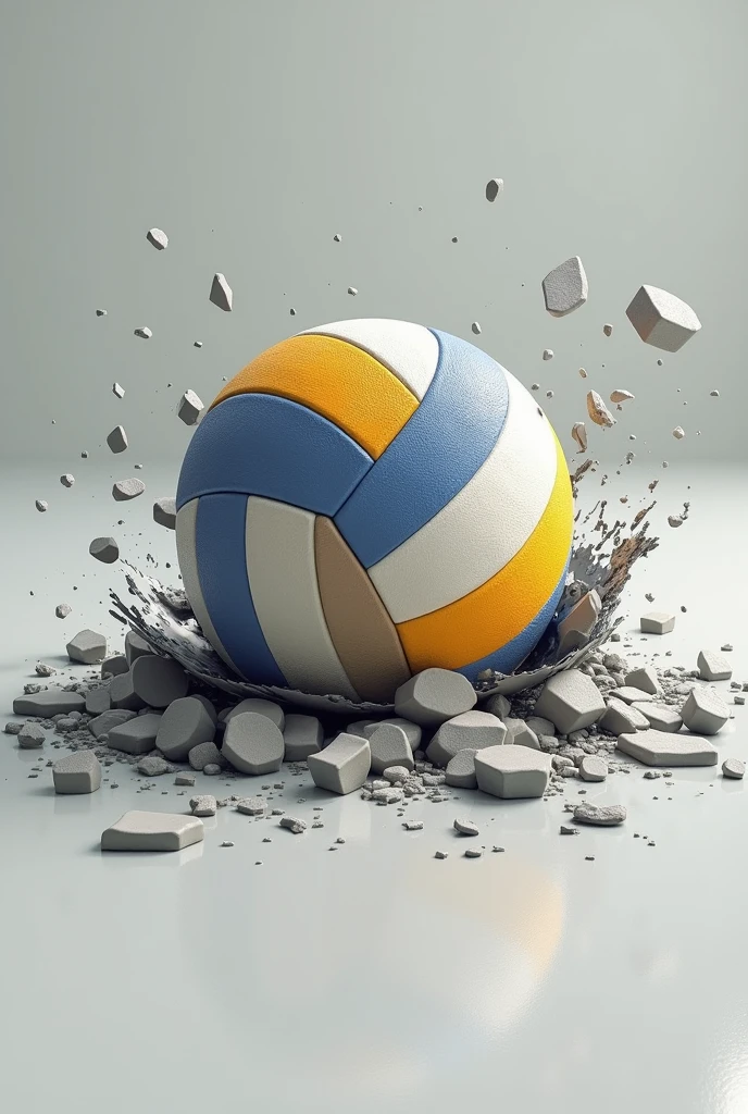 A volleyball on the floor breaking it 
