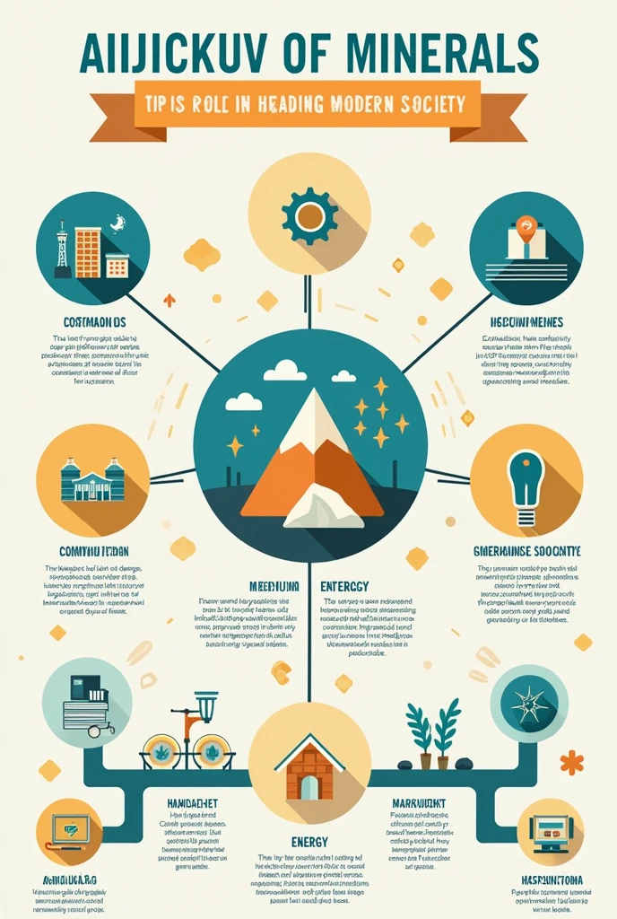 Make a simple poster that easy to draw and shows the importance on minerals to society especially in 5 sectors which is Construction, Medicine, Energy, Agriculture, Household