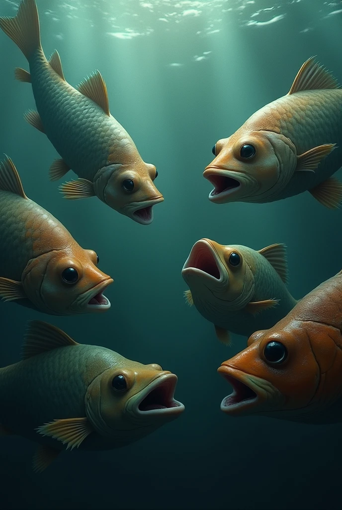 All the fish look back in fear