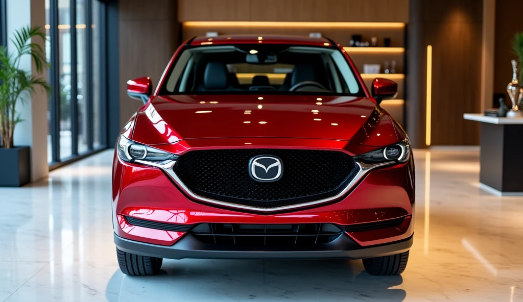2025 Mazda CX-5 Red color fornt side view in luxury showroom