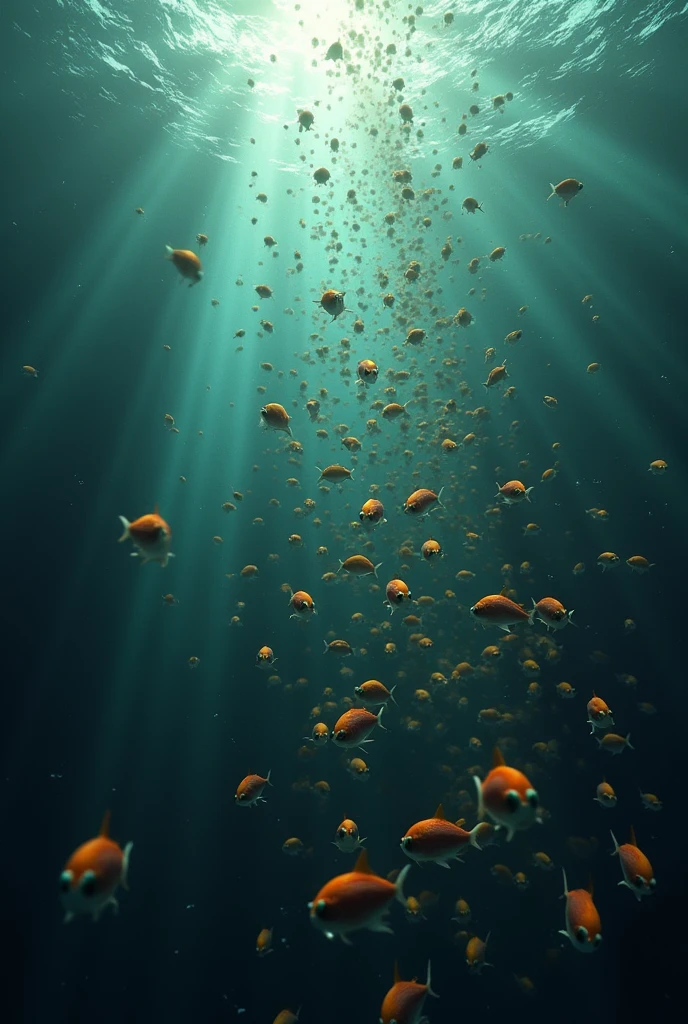All the fish look back in fear more fish