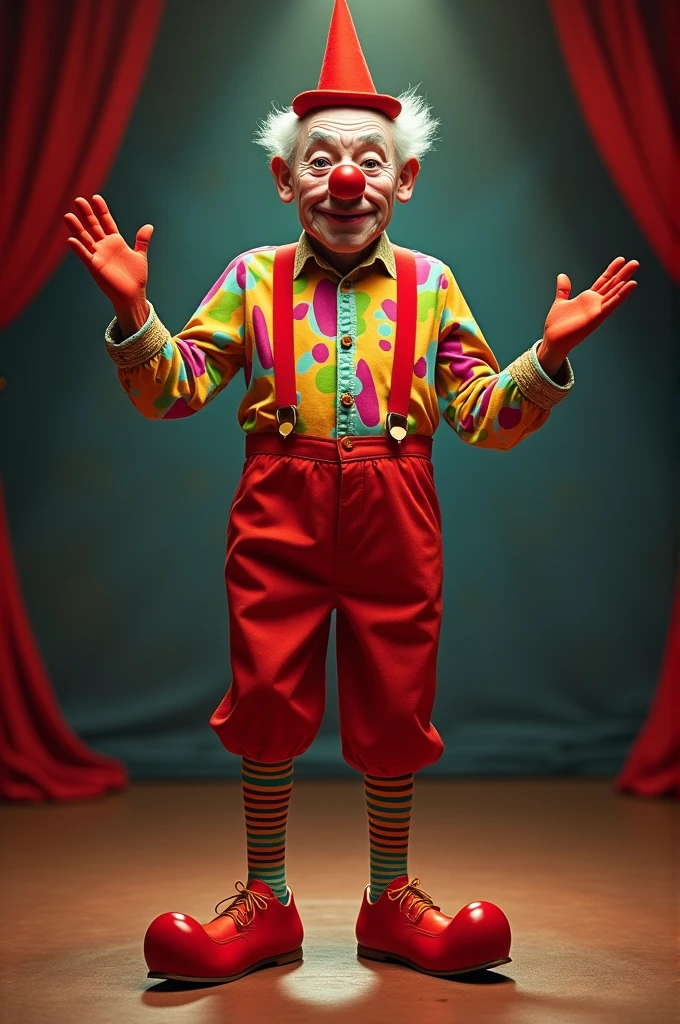 The highlight of the circus are the three clowns, Pit, Pot and Pat. They all wear long red shoes, but Pat's shoes are the longest and sometimes, he falls over because they're so long! They perform for about twenty minutes and they are always the most popular act with the audience, especially the children. Many people think Pit, Pot and Pat are three brothers, but Pat is older than the other two - he's their father! He's the oldest clown in the country, but he has a lot of energy.