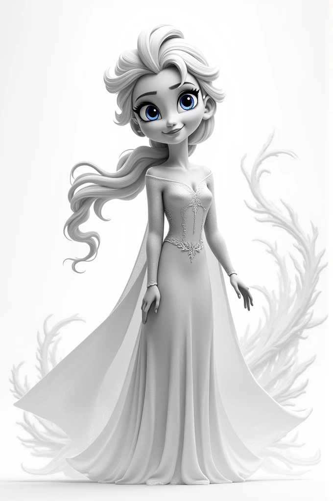 Cartoon character elsa draw get colorless