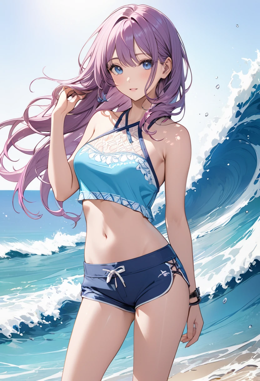 Very detailed、whole body、Wearing surf fashion、summer、Ocean、woman、Andromeda、Medium chest