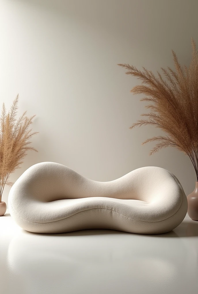 I need you to design a nature-inspired 3-person seating furniture with neutral colors motion lines, Abstract expressionism, depth of field, afterimage, first-person view, accurate, award winning, UHD