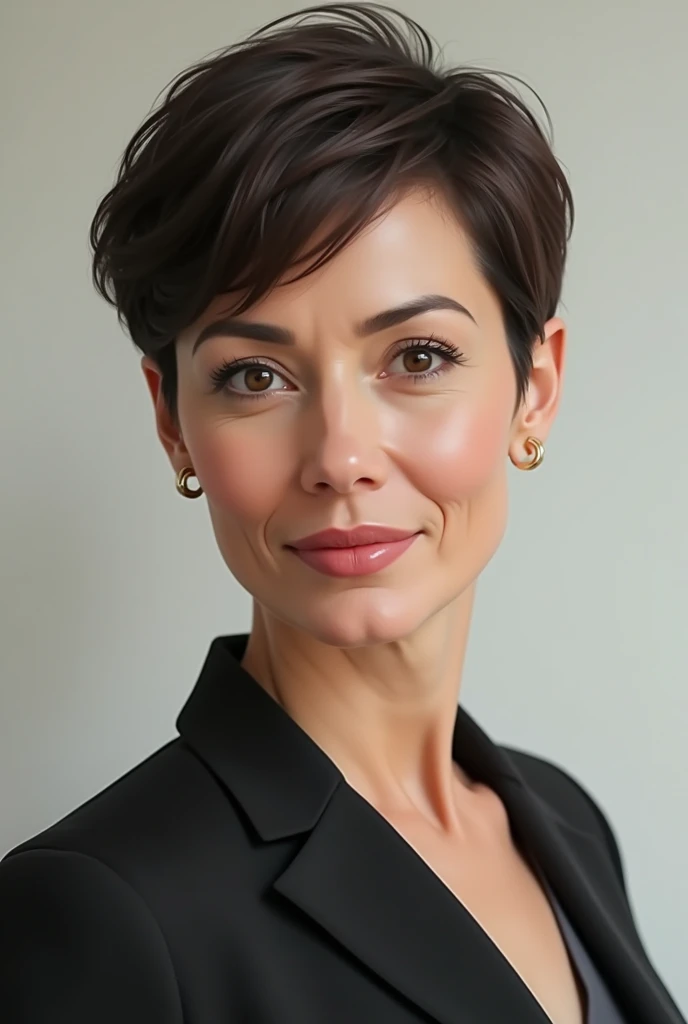 Drawing woman with short hair, around 40 years old