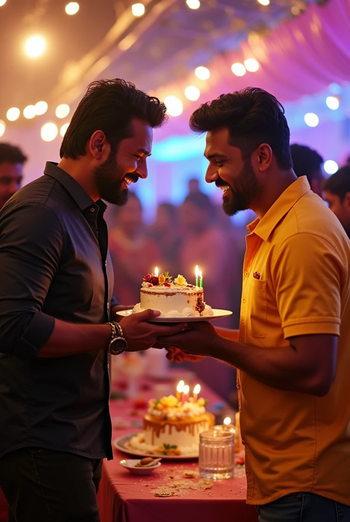 Tamil actor Ajith Kumar have thalapathy Vijay's cake after cutted in birthday party 