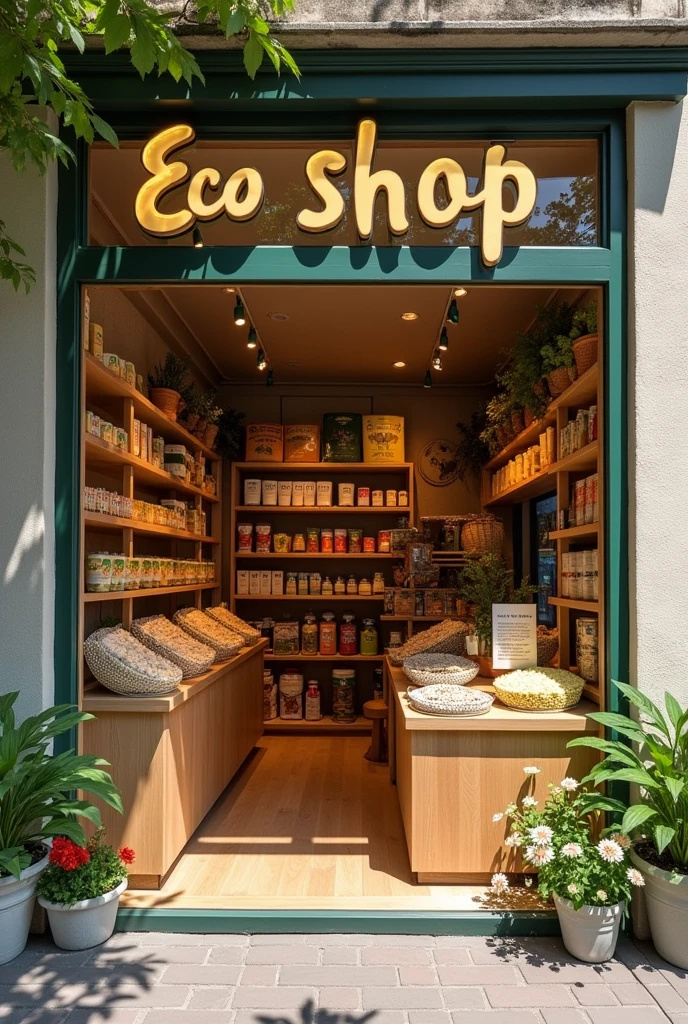 an ecological store called “eco shop” where they sell cereals