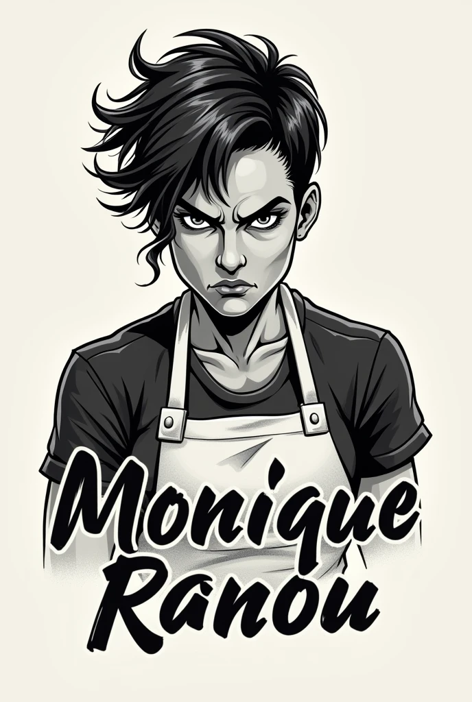 Angry Woman Butcher Logo "Monique Ranou"