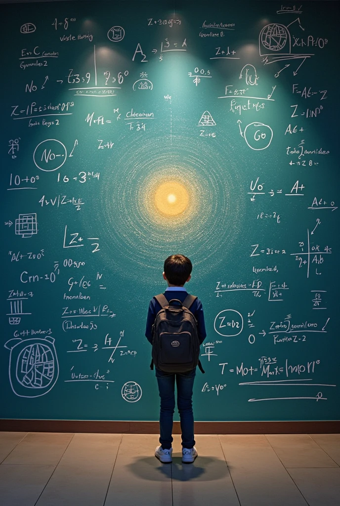 I have a wall in my math academy. In it I want to place a space for students to take photos.. I would like you to design a background where some numbers can be seen, mathematical symbols, formulas coming out of the head that denote a lot of wisdom
